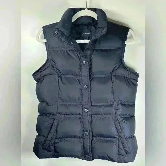 Lands End Warm Cozy Puffer Vest Down Feather Dark Navy Women’s Size Small 6-8 - Picture 11 of 15